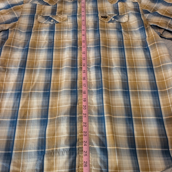 Howler Brothers Blue and Tan Plaid Pearl Snap Short Shirt Sleeve XL - Picture 3 of 8